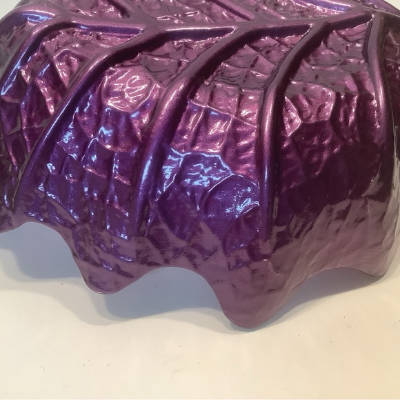 Akcam Glass Bowl Iridescent Frosted Leaf Shape Art Handmade Turkey Green Purple - Picture 11 of 14